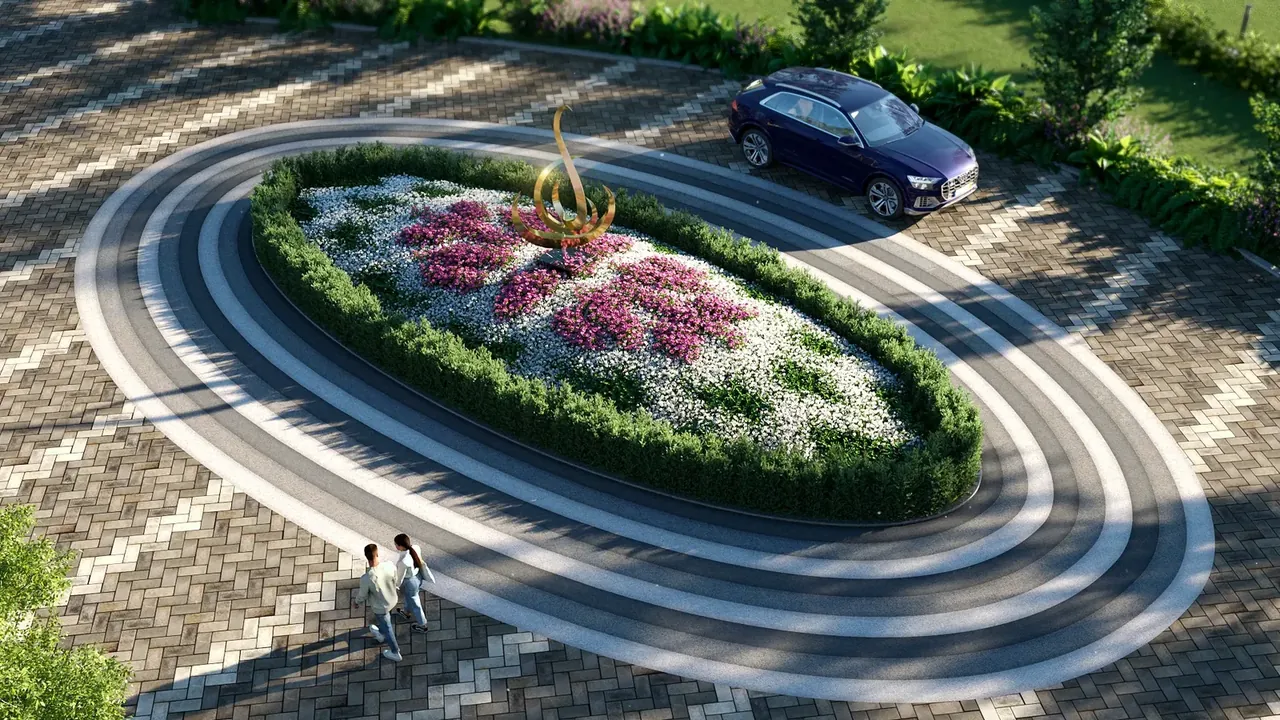 Meffier Garden Avenue landscaped roundabout on the internal road, artist's impression