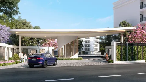 Meffier Garden Avenue main gate canopy with the security cabin, artist's impression