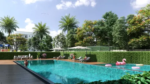 Meffier Garden Avenue swimming pool and sun deck, artist's impression