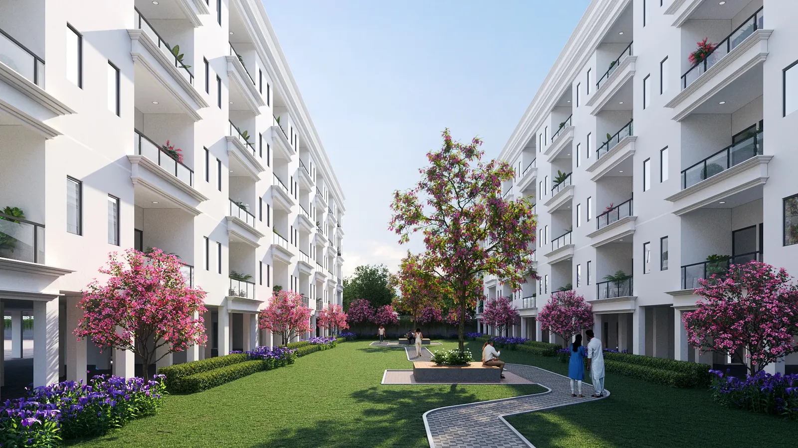 Meffier Garden Residency garden walkway between the floors, artist's impression