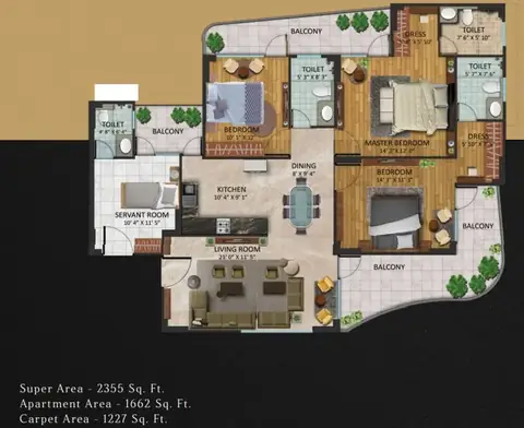 Oxirich Chintamanis 3 BHK floor plan, 2,355 sq ft
