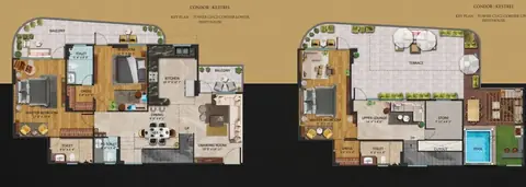 Oxirich Chintamanis 3 BHK penthouse floor plan (Penthouse Set 1), 3,682 sq ft