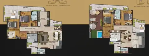 Oxirich Chintamanis 4 BHK penthouse floor plan (Penthouse Set 3), 5,033 sq ft
