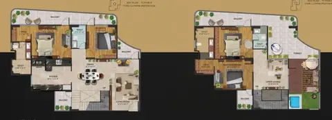Oxirich Chintamanis 4 BHK penthouse floor plan (Penthouse Set 2), 4,076 sq ft