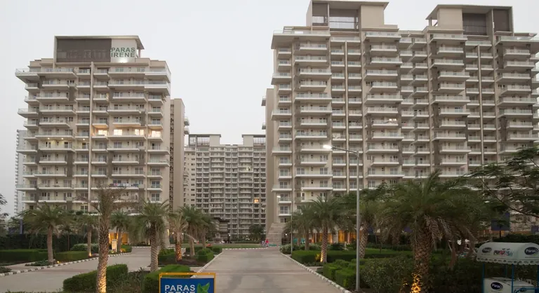 Paras Irene actual photo of the palm-lined entrance driveway and towers