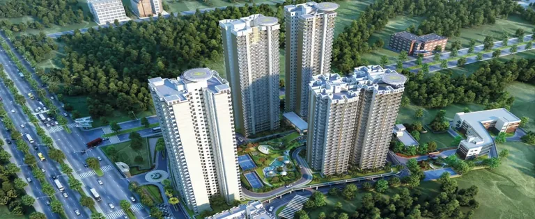 Pareena Mi Casa aerial view of the towers beside the 60 m road, artist's impression
