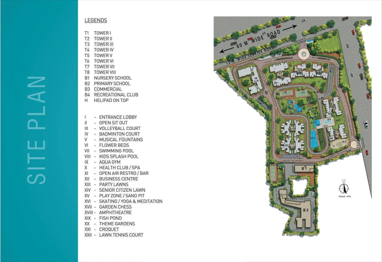 Pareena Mi Casa site plan with eight towers, schools, club and amenities