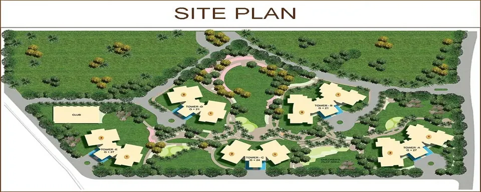 Pioneer Urban Presidia site plan with the towers around the landscaped centre