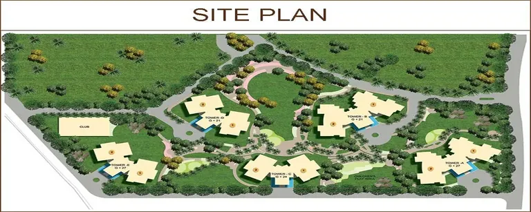 Pioneer Urban Presidia site plan with the towers around the landscaped centre