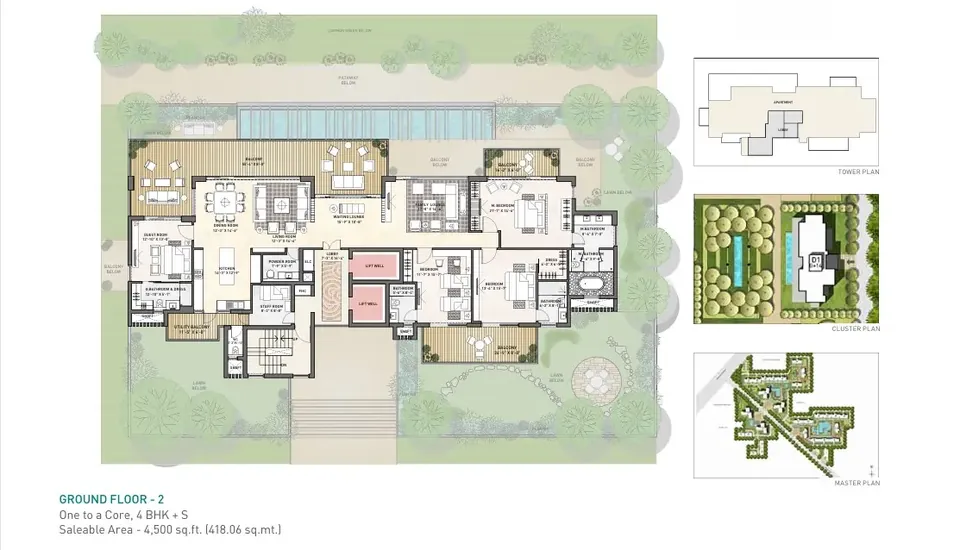 Puri Diplomatic Greens 4 BHK floor plan, 4,500 sq ft super area