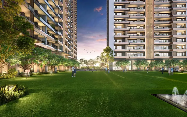 Puri Diplomatic Residences towers around the central lawn, artist's impression