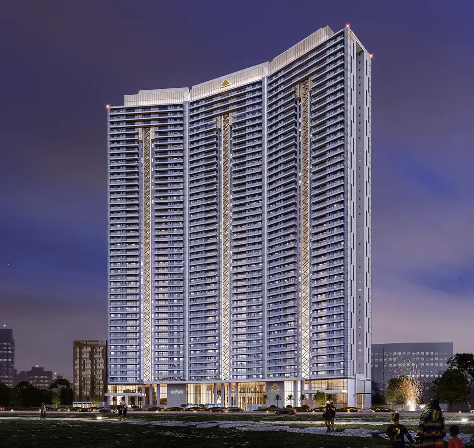 Pyramid Alban towers lit up at night, artist's impression