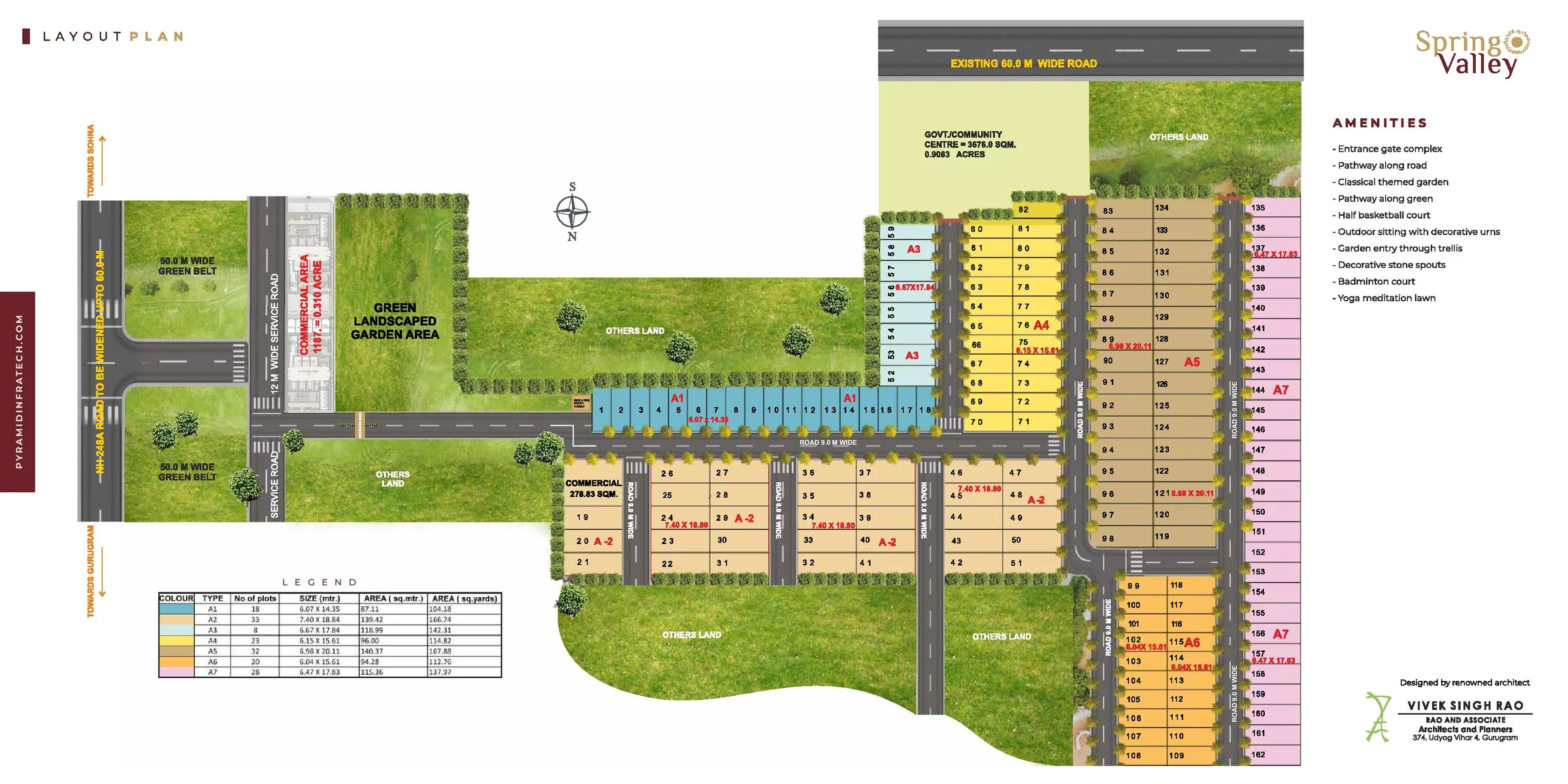 Pyramid Spring Valley site layout, which shows the 104 sq yd plots