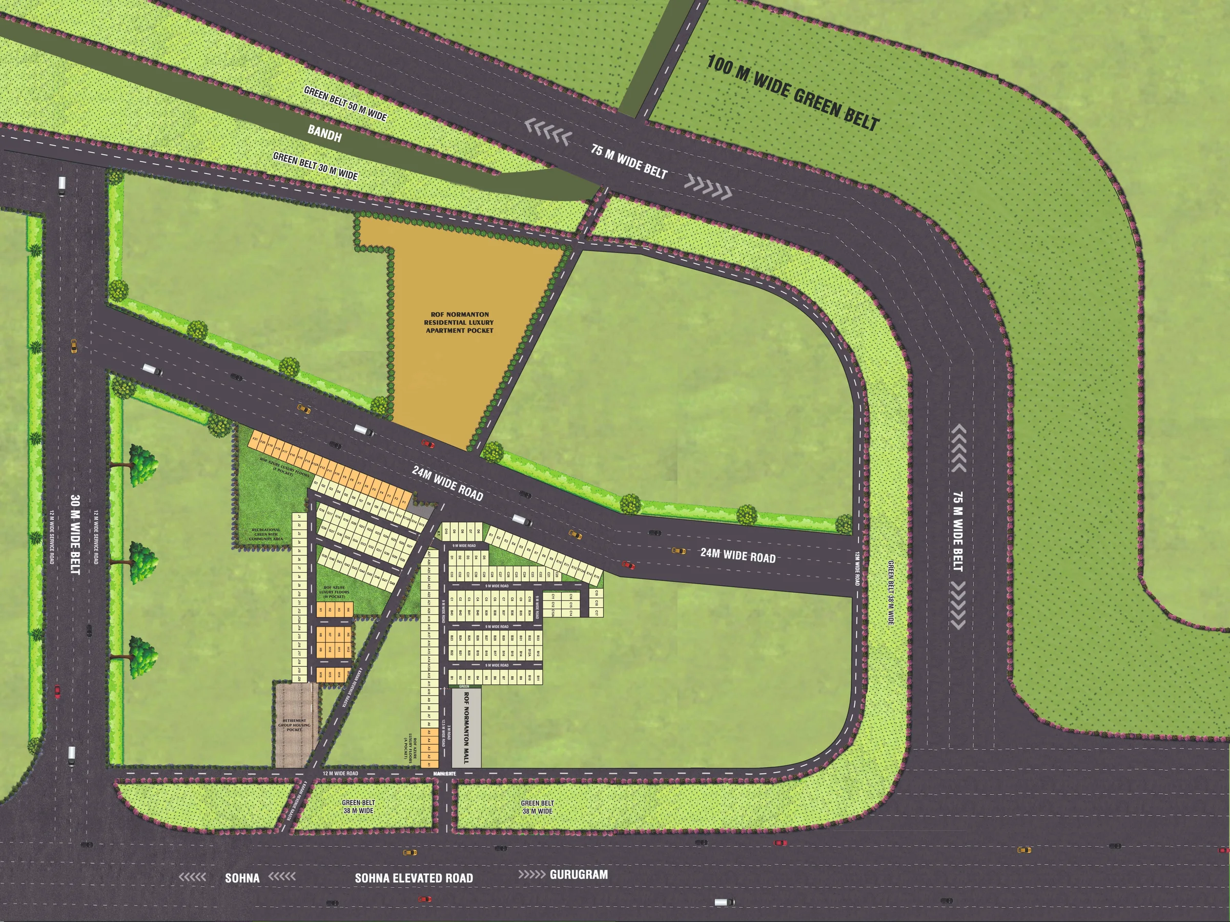 ROF Normanton Park site layout, which shows the 151 sq yd plots