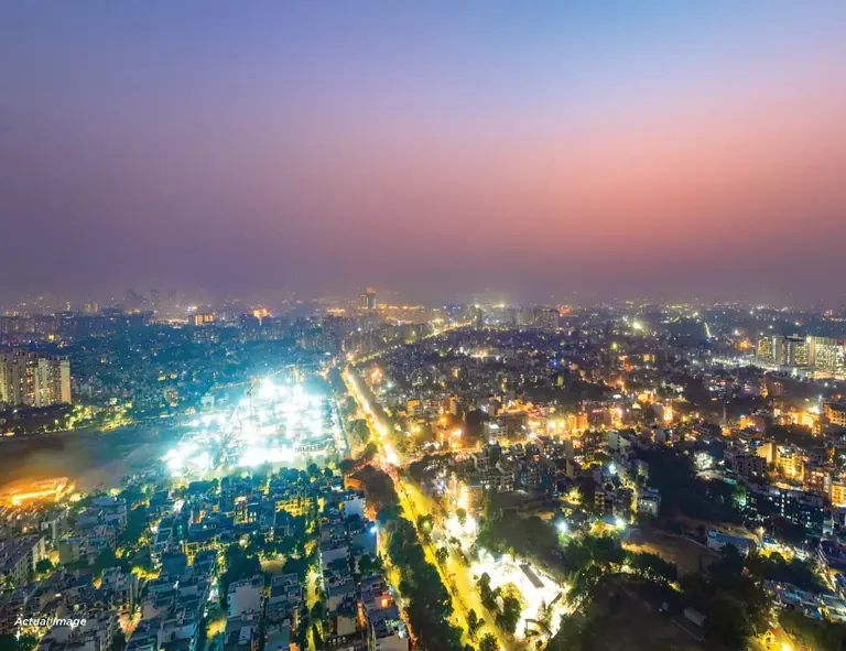 Shapoorji Pallonji The Dualis night view towards the IKEA site in Sector 47, actual photograph