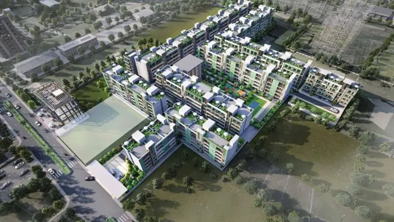 Signature Global City 63A low-rise floors and courts, aerial view