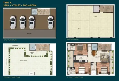 Signature Global City 63A 3 BHK builder floor floor plan, 1,470 sq ft super area