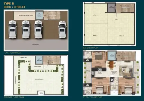 Signature Global City 63A 3 BHK builder floor floor plan, 1,305 sq ft super area