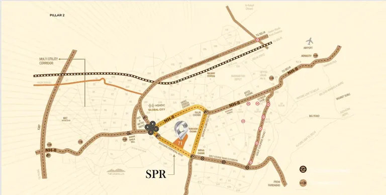 Signature Global Cloverdale SPR location map showing Sector 71 on the Southern Peripheral Road