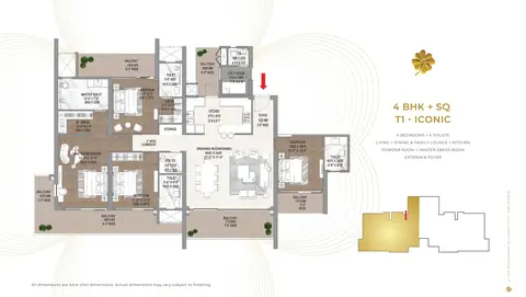 Signature Global Cloverdale SPR 4 BHK + servant floor plan (Tower 1), 3,480 sq ft super area