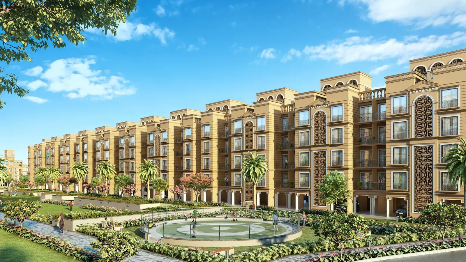 Signature Global Park floors around a fountain garden, artist's impression