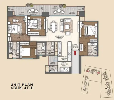 Signature Global Sarvam 4 BHK floor plan, 2,495 sq ft