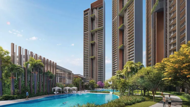 Signature Global Titanium SPR towers overlooking the lagoon pool