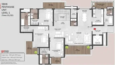 Silverglades The Legacy 5 BHK penthouse floor plan, 5,900 sq ft super area