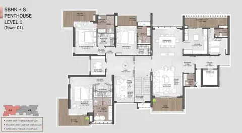 Silverglades The Legacy 5 BHK penthouse floor plan, 7,700 sq ft super area