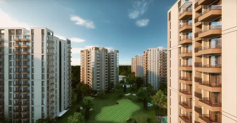 Silverglades The Melia The Melia towers around the central green, artist's impression