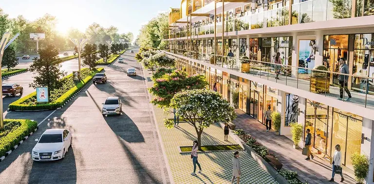 Smart World Orchard Street shops and cafes along the internal road