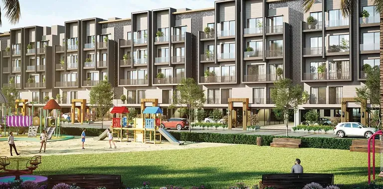 Smart World Orchard play area and lawn