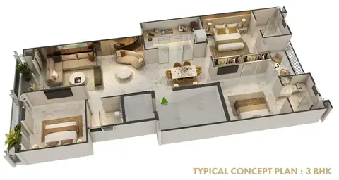 Smart World Orchard 3 BHK builder floor plan, 1,630 sq ft