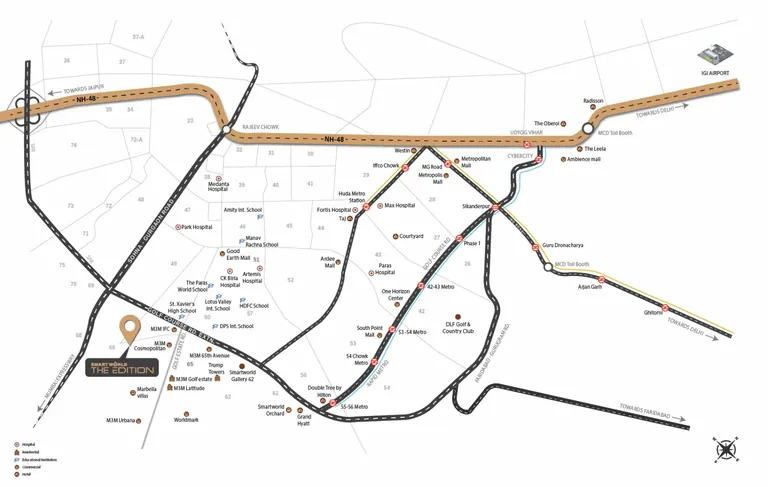 Smartworld The Edition location map showing Sector 66 and the surrounding roads