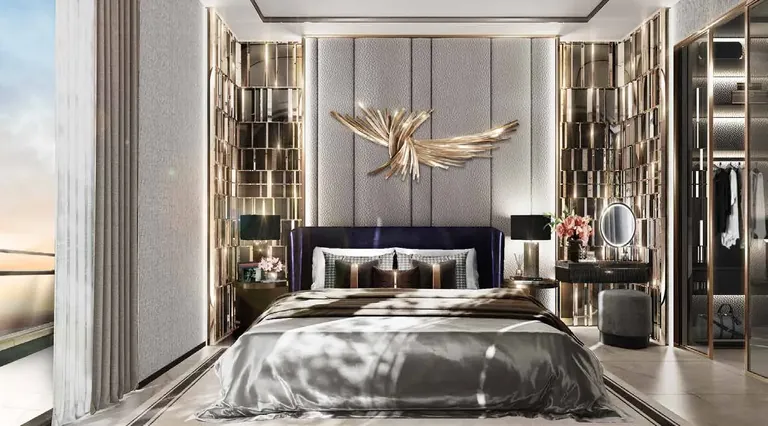 Smartworld The Edition master bedroom with a sculpted feature wall, artist's impression