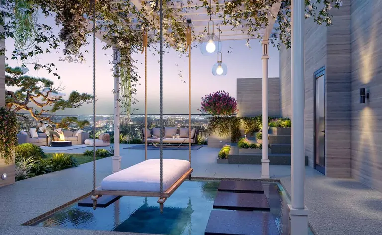 Smartworld The Edition penthouse terrace with swing bed over a water feature, artist's impression