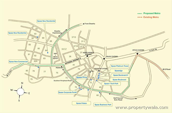 Spaze Corporate Park Sector 69 Gurgaon location map