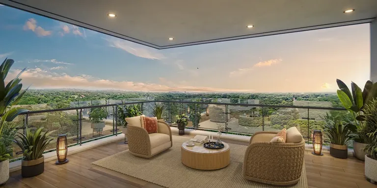 TARC Ishva home deck with an open view over the greens, artist's impression