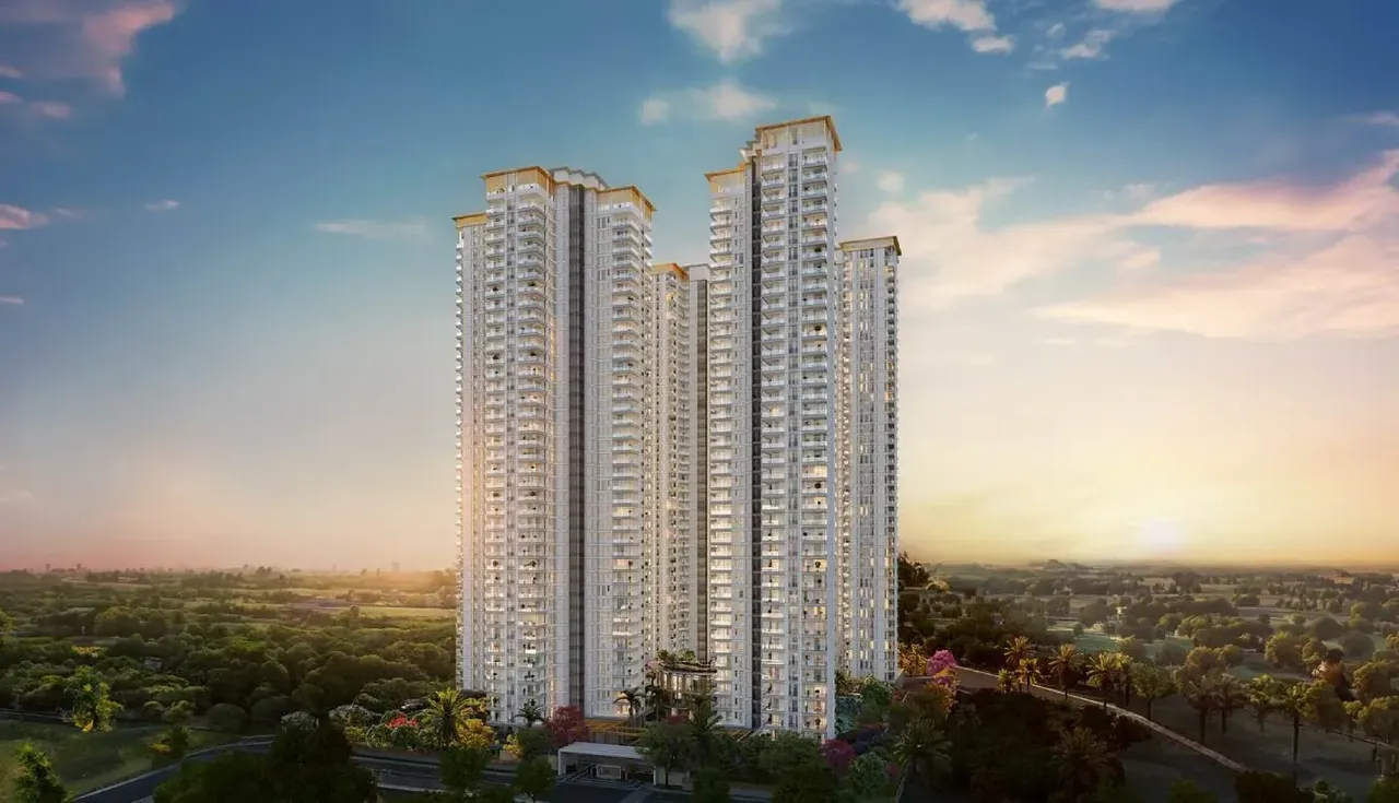 TARC Ishva towers at sunset over the Aravalli greens, artist's impression