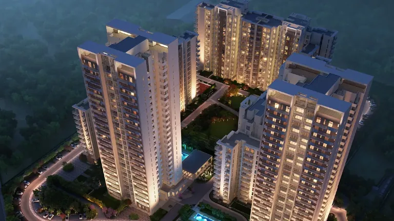 Tata La Vida towers at dusk, Sector 113 near Dwarka Expressway