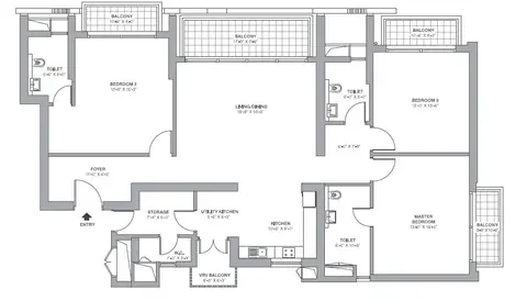 Tata Primanti 3 BHK apartment floor plan, 2550 sq ft