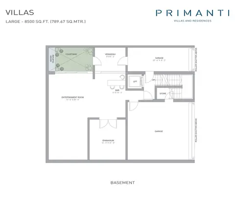 Tata Primanti villa 8500 sq ft basement plan