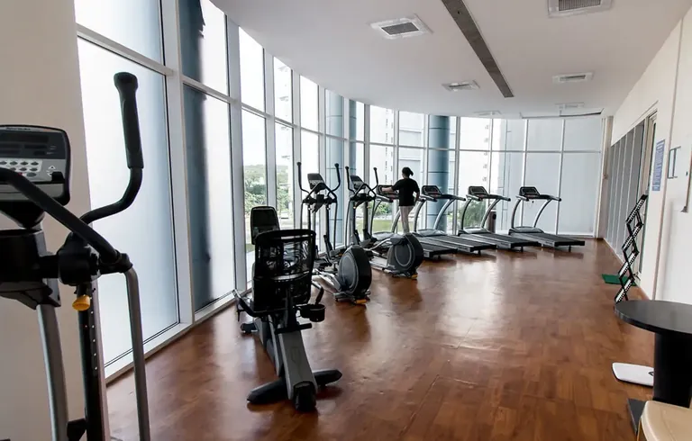 Tata Raisina Residency gym with floor-to-ceiling glass