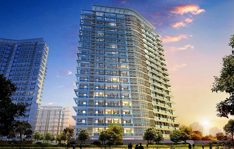 Tata Raisina Residency tower at dusk, artist's impression