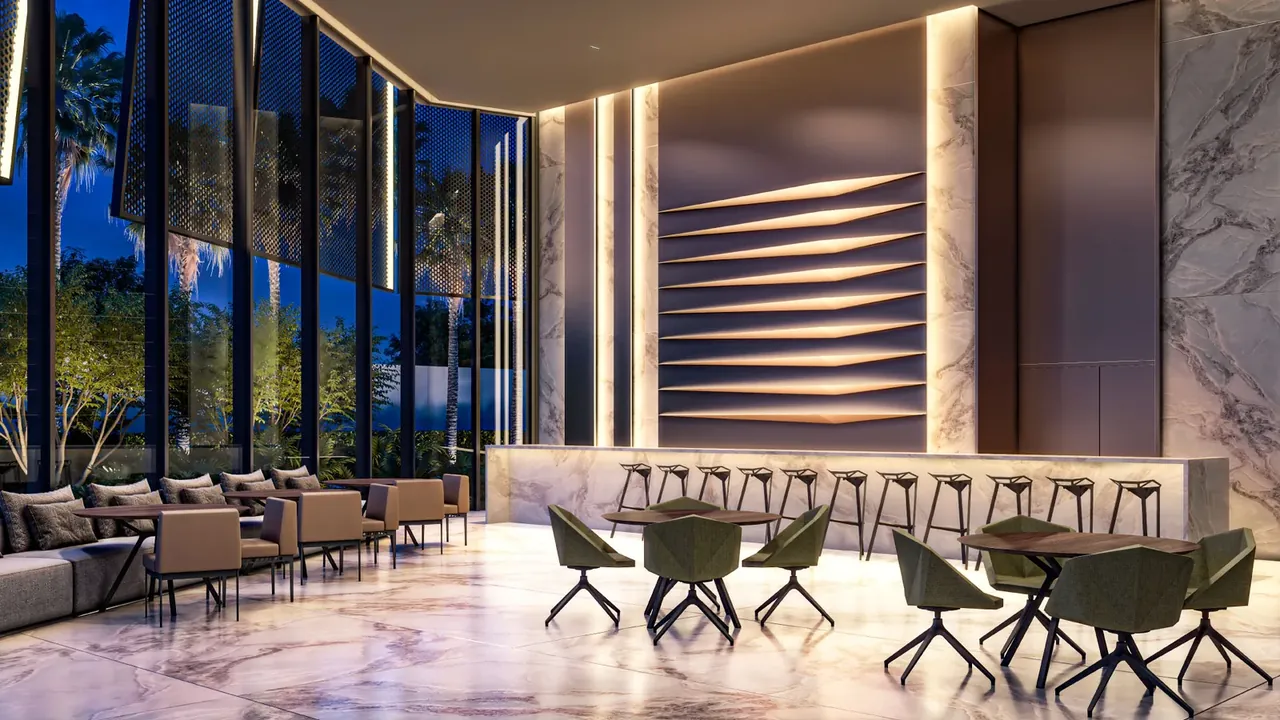 Tonino Lamborghini Residences clubhouse tea and coffee bar, artist's impression
