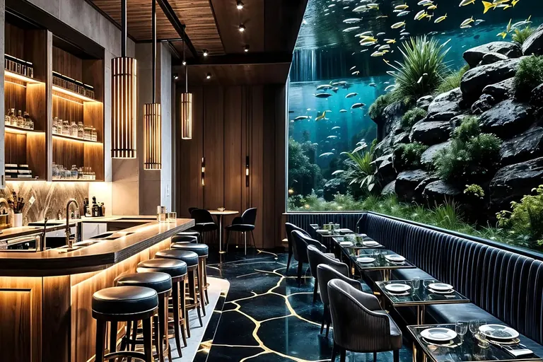Trump Tower 2 aquarium bar with a full-height aquarium wall, artist's impression