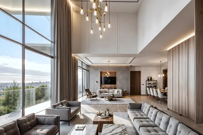 Trump Tower 2 double-height living room with full-height glazing, artist's impression