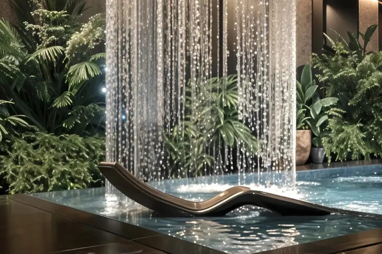 Trump Tower 2 indoor pool with rain curtain water feature and loungers, artist's impression