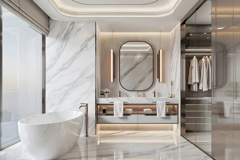 Trump Tower 2 marble master bathroom with freestanding tub, artist's impression