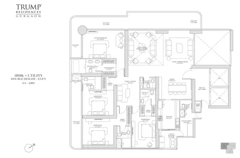 Trump Residences Gurgaon (Trump Tower 2) 4 BHK floor plan, 4,909 sq ft super area